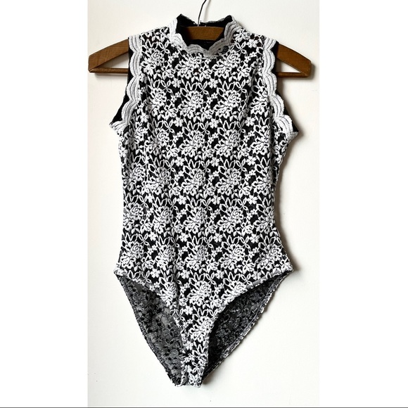 Vintage Y2K 90s French All Lace Bodysuit High Neck Lingerie Teddy Onesie Top - Picture 6 of 12